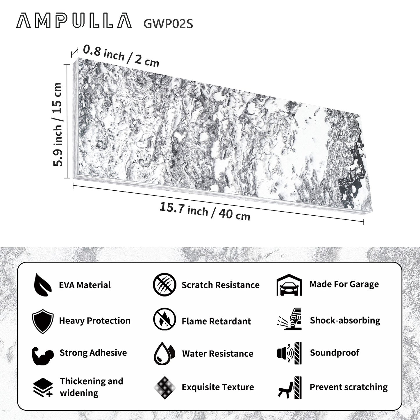 GWP02S Marble Garage Wall Protector Car Door Protectors