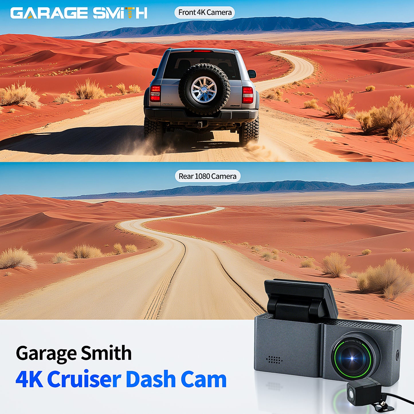 Garage Smith Cruiser Front and Rear Dual Dash Cam 4K+ 1080P